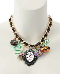 Betsey Johnson Faux-Stone Halloween Witchy Statement Bib Necklace