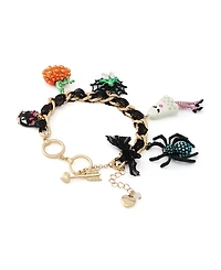 Betsey Johnson Faux-Stone Halloween Ghost Spider Charm Statement Bracelet