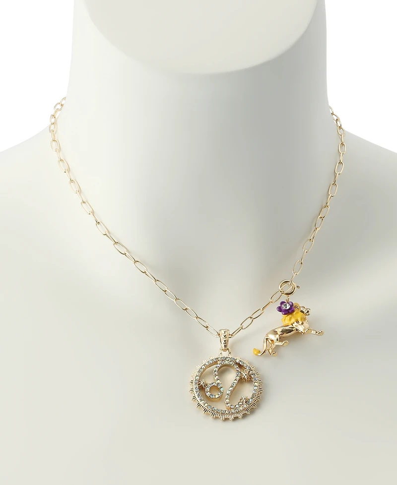 Betsey Johnson Faux-Stone Leo Celestial Pendant Necklace Charm Zodiac Set