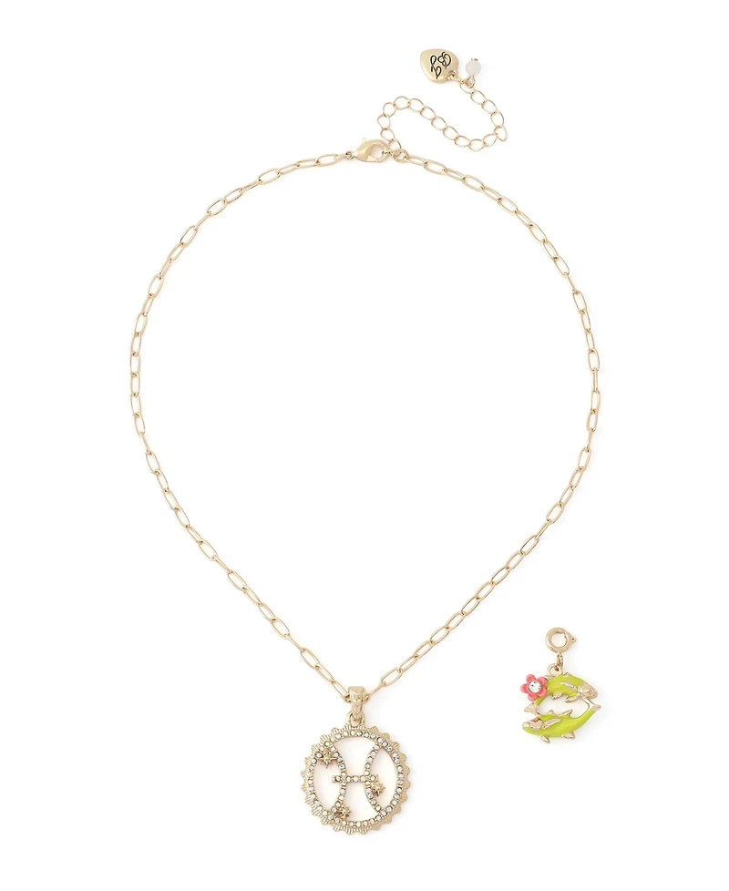 Betsey Johnson Faux-Stone Pisces Celestial Pendant Necklace Charm Zodiac Set