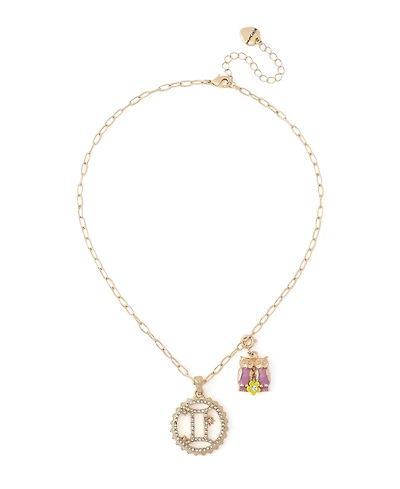 Betsey Johnson Faux-Stone Gemini Celestial Pendant Necklace Charm Zodiac Set
