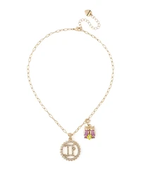 Betsey Johnson Faux-Stone Gemini Celestial Pendant Necklace Charm Zodiac Set
