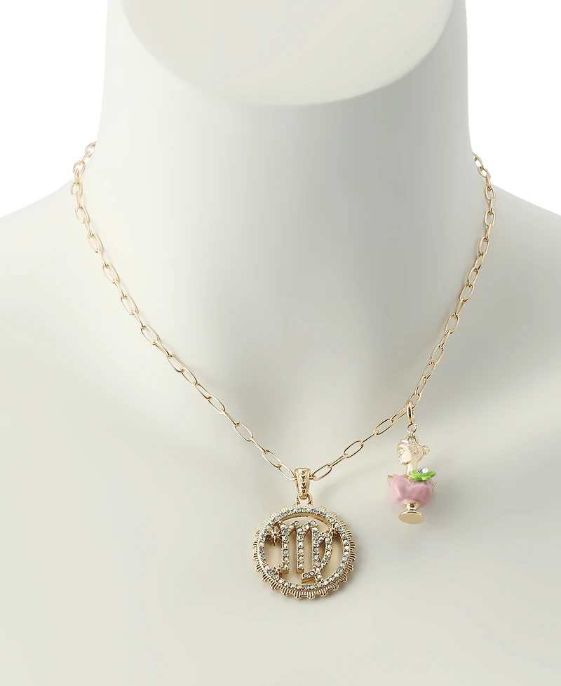 Betsey Johnson Faux-Stone Virgo Celestial Pendant Necklace Charm Zodiac Set