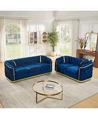 Streamdale Furniture Chesterfield 2-Piece Sofa Set - 84.6" 3-Seater and 62.6" Loveseat