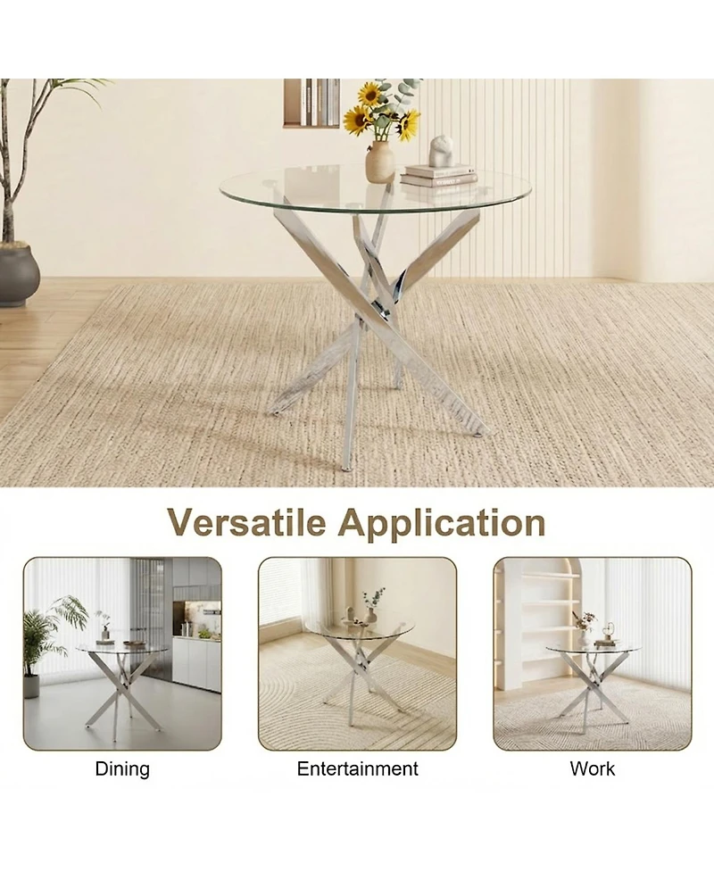 Streamdale Furniture 35.5" Glass Leg Round Dining Table