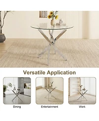 Streamdale Furniture 35.5" Glass Leg Round Dining Table