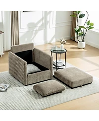 Streamdale Furniture 360° Swivel Armchair with Storage and Tufted Armrests