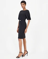 Anne Klein Women's Boat Neck Puff Sleeve Sheath Dress