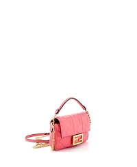 Pre-Owned Fendi Mini Baguette Nm Bag Zucca Embossed Leather