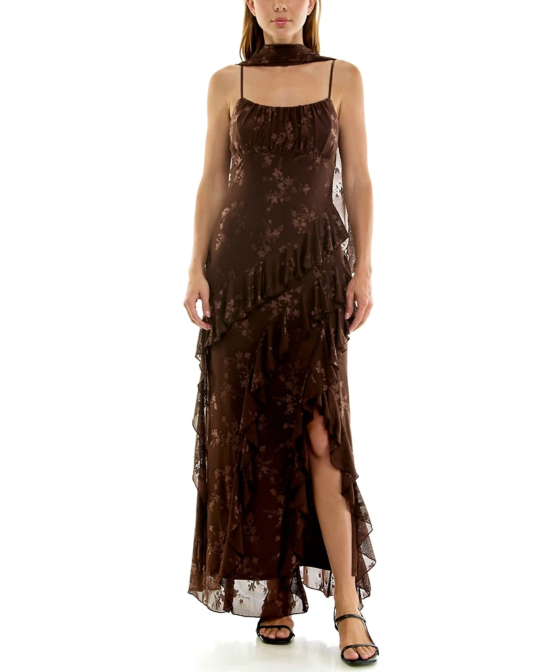 Row A Juniors' Sleeveless Jacquard Dress