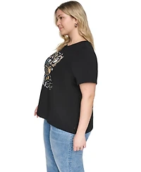 Karl Lagerfeld Paris Plus Crewneck Whimsy Frames Logo T-Shirt