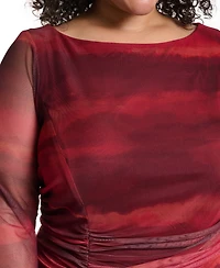 Vince Camuto Plus Printed Mesh Midi Dress