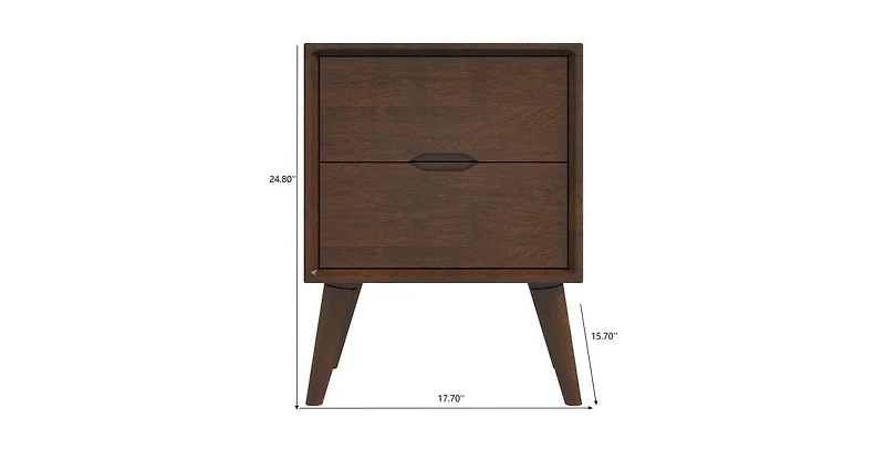 Lucky One 24.8" Width Solid Wood Mid Century Nightstand with 2-Drawer