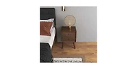 Lucky One 23.6" Width Assembled Mid Century Nightstand 2-Drawer Solid Wood