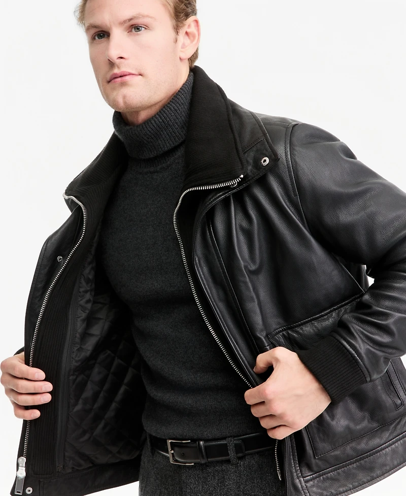 Bagatelle Men's Bomber Jacket with Sweater Bib Insert