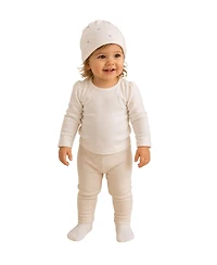 MeMoi Baby Girls 3M -6M Rosettes and Stitching Cotton Rayon-Blend Beanie