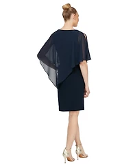 Sl Fashions Women's Embellished Overlay Shift Dress