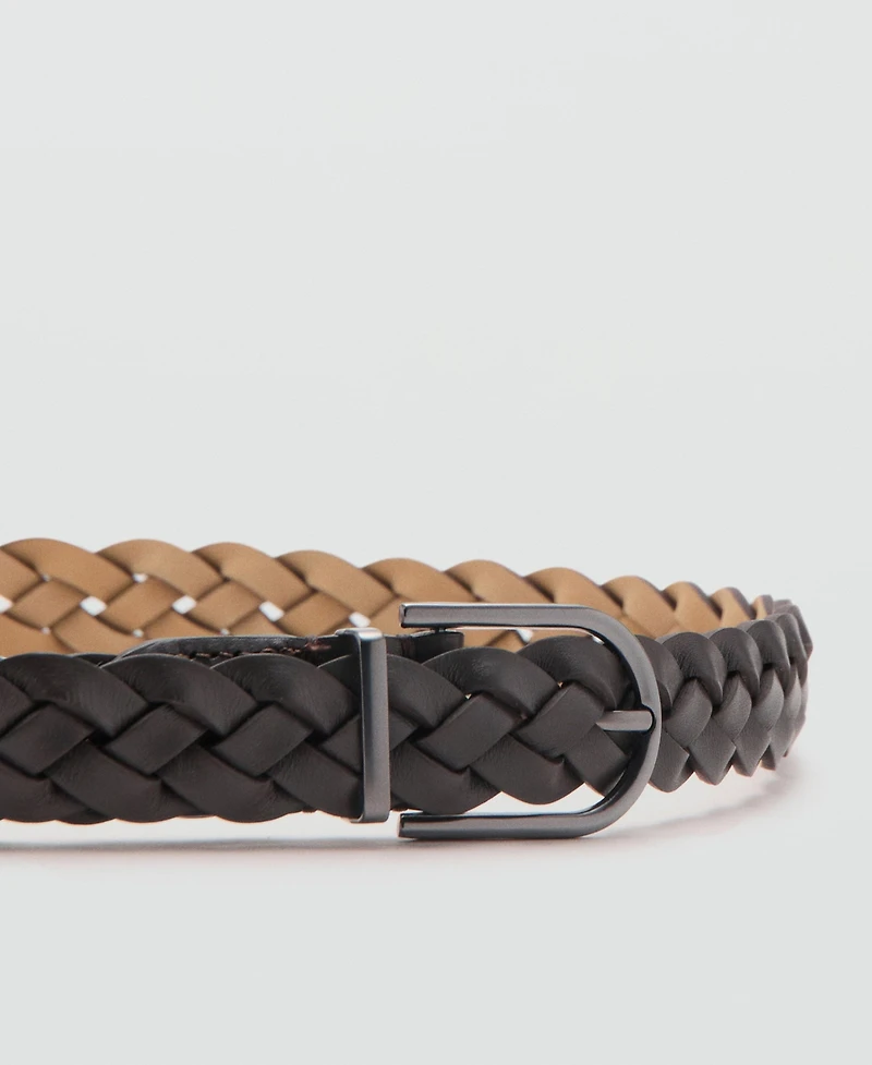 Mango Men's Leather Braided Belt