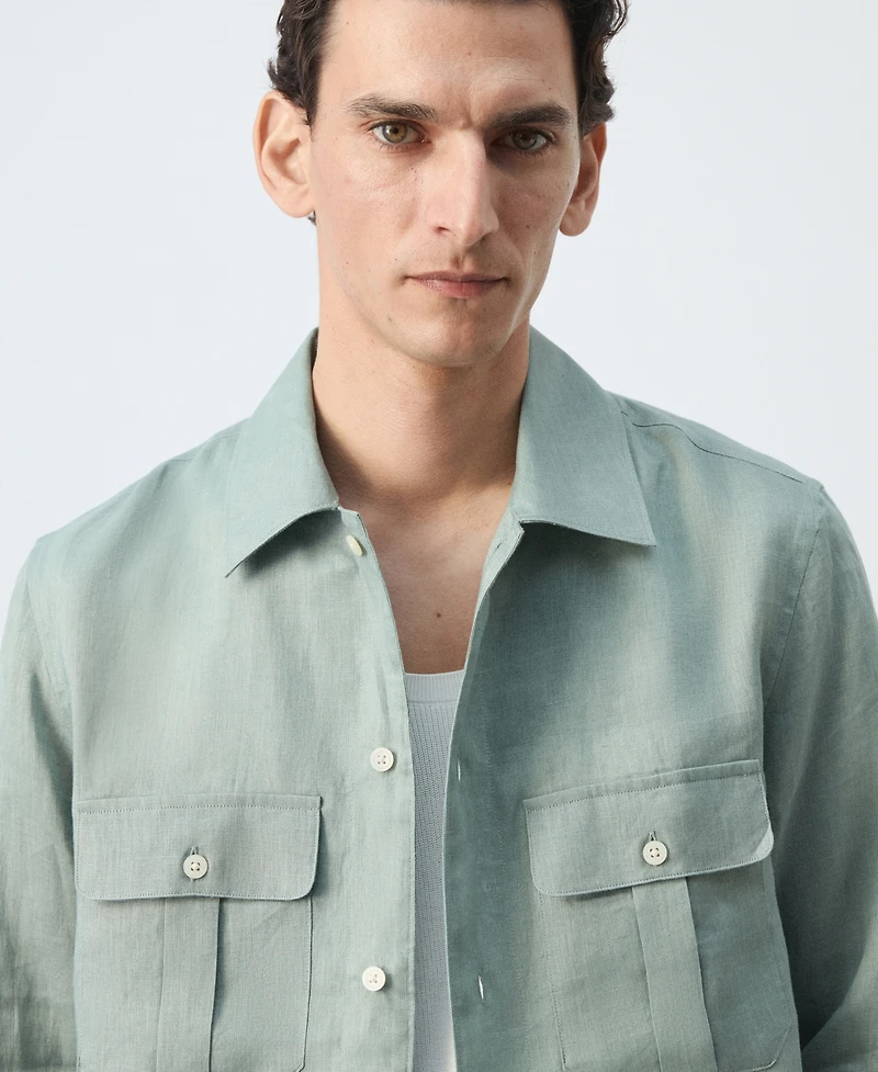 Mango Men's Regular-Fit Linen Overshirt