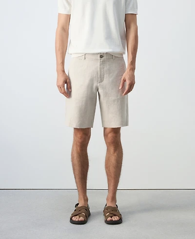 Mango Men's Slim-Fit Linen 9.84" Bermuda Shorts
