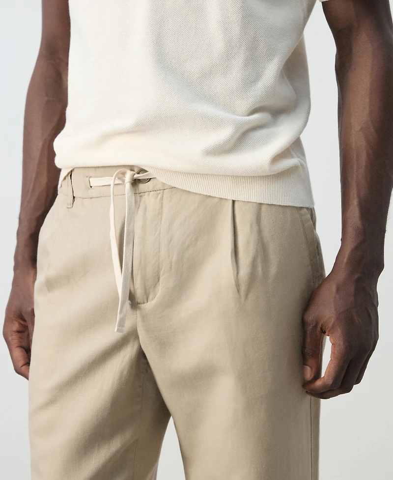 Mango Men's Slim-Fit Cropped Cotton-Linen Pants