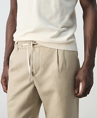 Mango Men's Slim-Fit Cropped Cotton-Linen Pants
