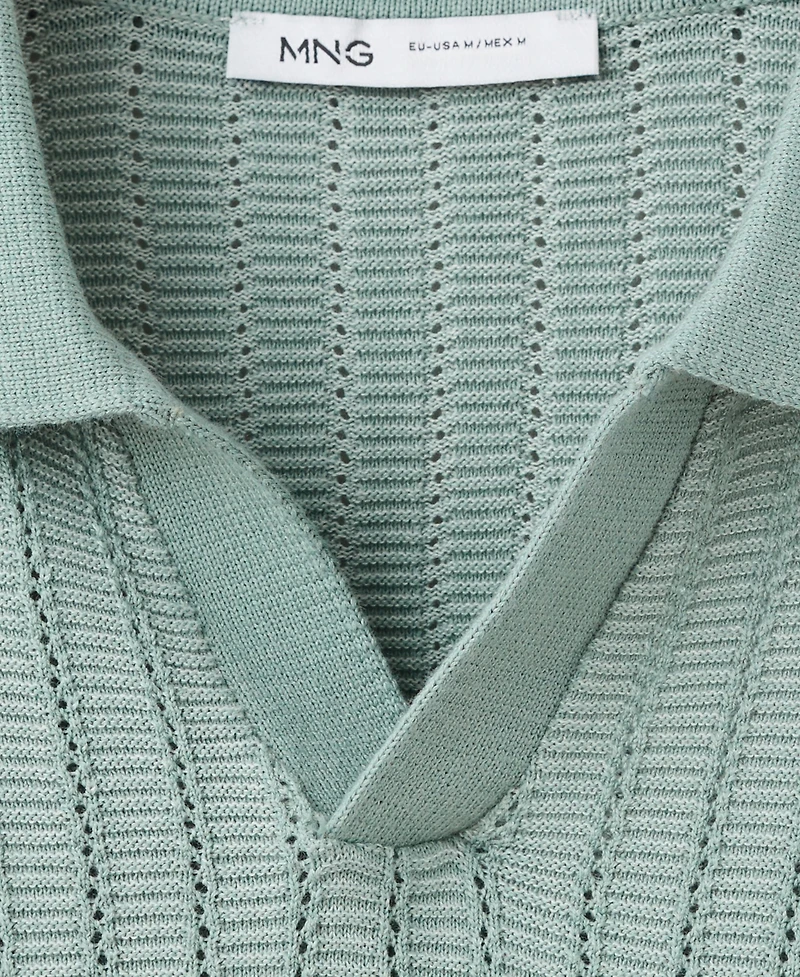 Mango Men's Structured Cotton Knit Polo Shirt