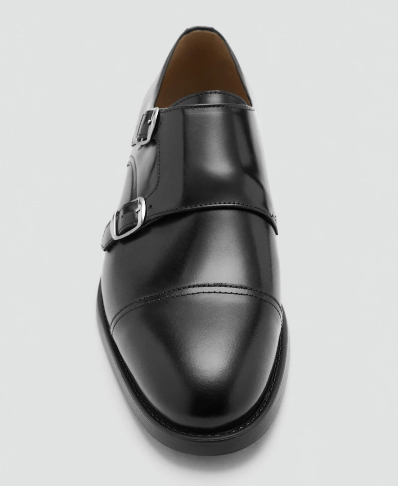 Mango Men's Double Buckle Leather Shoes