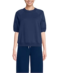 Lands' End Women's Serious Sweats Puff Lace Sleeve Sweatshirt