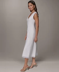Donna Karan New York Women's Sleeveless V-Neck Midi Dress