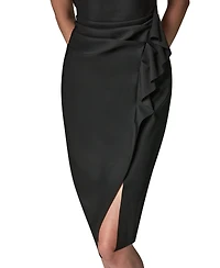 Donna Karan New York Women's Sleeveless Draped Sheath Dress with Side Ruffle
