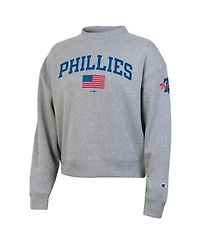 Champion Women's Heather Gray Philadelphia Phillies Americana Triumph Fleece Tri-Blend Sweatshirt