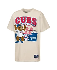 Mitchell & Ness Big Boys and Girls Cream Chicago Cubs Step Back Up Mascot T-Shirt