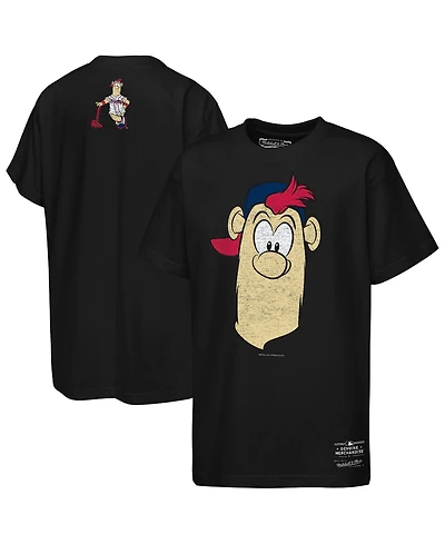 Mitchell & Ness Big Boys and Girls Black Atlanta Braves Face Mascot T-Shirt