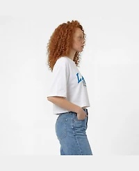 Champion Women's White Detroit Lions Boyfriend Cropped T-Shirt