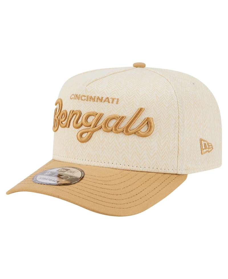 New Era Men's Cream Cincinnati Bengals Herringbone 9FIFTY A-Frame Snapback Hat