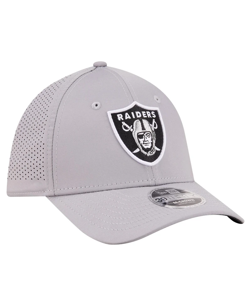 New Era Men's Gray Las Vegas Raiders 39THIRTY M-Crown Flex Fit Hat