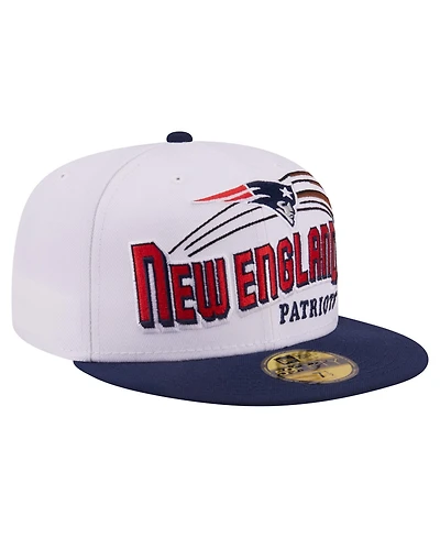 New Era Men's White/Navy England Patriots Retro Swoop 59FIFTY Fitted Hat
