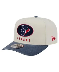 New Era Men's Cream/Navy Houston Texans Washed A-Frame 9FIFTY Snapback Hat