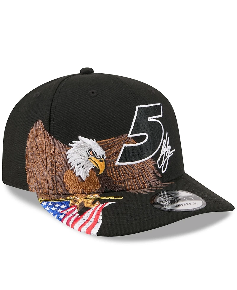 New Era Men's Black Kyle Larson Patriotic Eagle Flag A-Frame 9FIFTY Snapback Hat