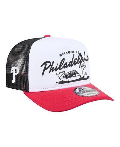 New Era Men's White/Red Philadelphia Phillies Foodie A-Frame 9FIFTY Trucker Snapback Hat