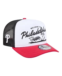 New Era Men's White/Red Philadelphia Phillies Foodie A-Frame 9FIFTY Trucker Snapback Hat