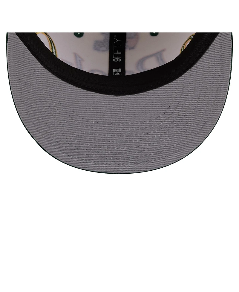 New Era Men's Cream Green Bay Packers Oversized Slogan 9FIFTY Snapback Hat