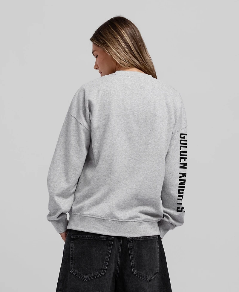 Mitchell & Ness Women's Heather Gray Vegas Golden Knights Core 3-Hit Oversized Sweatshirt