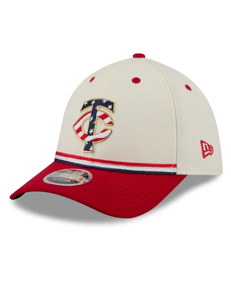 New Era Men's Cream/Red Minnesota Twins Usa 250 Fourth of July 39THIRTY M-Crown Flex Hat