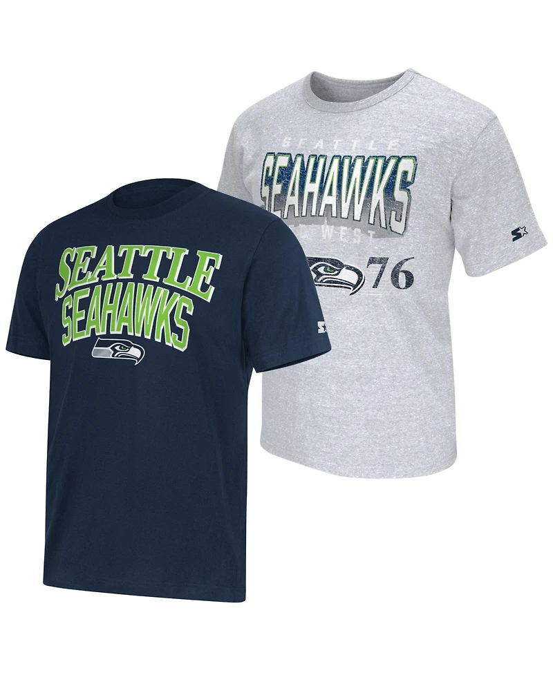Starter Men's 2-pack College Navy/Gray Seattle Seahawks Logo T-Shirt