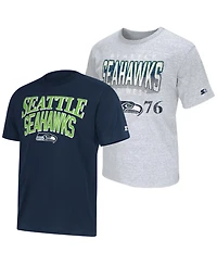 Starter Men's 2-pack College Navy/Gray Seattle Seahawks Logo T-Shirt