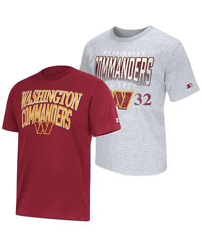 Starter Men's 2-pack Burgundy/Gray Washington Commanders Logo T-Shirt
