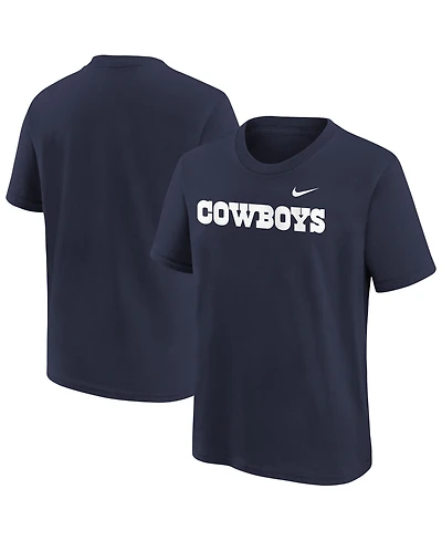 Nike Big Boys and Girls Navy Dallas Cowboys Wordmark T-Shirt