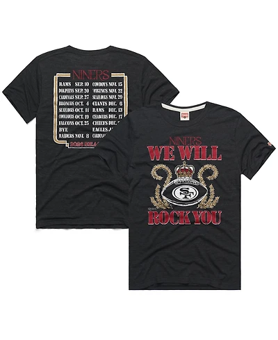 Homage Men's and Women's Charcoal San Francisco 49ers 2026 Nfl Schedule Queen Tri-Blend T-Shirt